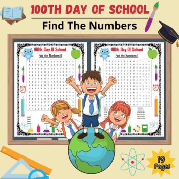 Preview of Printable 100th Day of School Find the Numbers Puzzles with Solution brain games