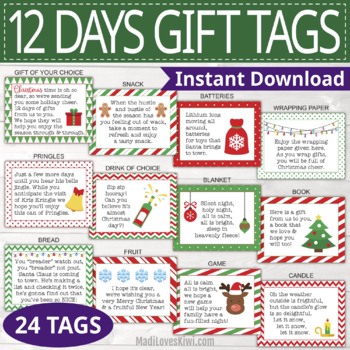 12 Days of Christmas Gift Tags Printable 12 Days of Christmas