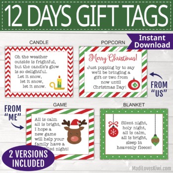 Printable 12 Days of Christmas Gift Tags Instant Download