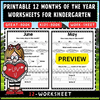 Preview of Printable 12 Months Of The Year Worksheets For Kindergarten