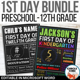 EDITABLE 1st Day of School Signs Bundle, Preschool-12th Grade, Printable 2021-22