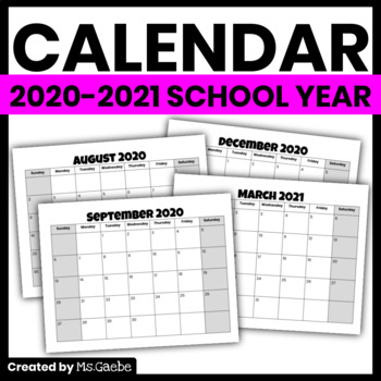 Calendar 2020 2021 School Year Fresh Simple Design By Ms Gaebe