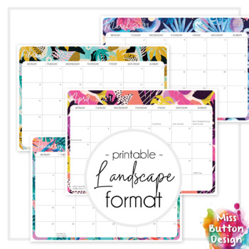 printable 2022 monthly calendar colourful tropical design blank