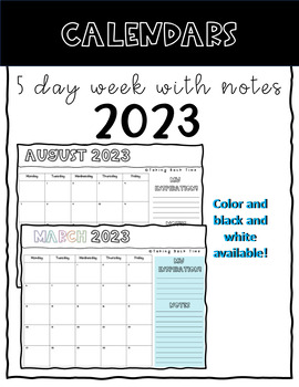 Preview of Printable 2023 Calendars