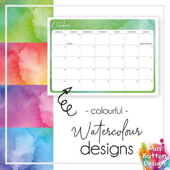 Printable 2023 Monthly Calendar - Colourful Watercolour Design - WA