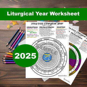 Preview of Printable 2024 Liturgical Calendar, Downloadable Catholic Worksheet