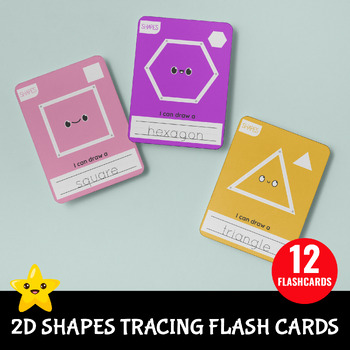 Preview of Printable 2D Shapes Tracing Flash Cards | Childcare/Preschool/Kindergarten