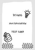 Printable : 31 days multiplication test card