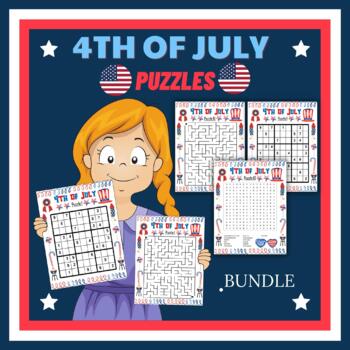 Preview of Printable 4th of july Puzzles Activities With Solution Independence Day Games