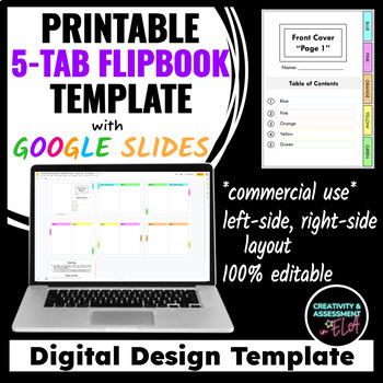 Preview of Printable 5-Tab Flipbook Digital Design Template with Slides™ for Commercial Use