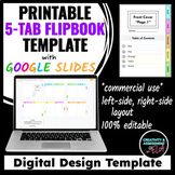 Printable 5-Tab Flipbook Digital Design Template with Slid