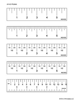 Preview of Printable 6" Paper Rulers - Inches and Centimeter, Color and Black & White PDF