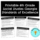 Printable 6th Grade Social Studies Georgia Standards of Ex