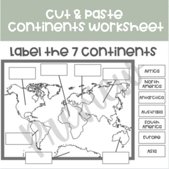Preview of Printable 7 Continents Worksheet | Cut and Paste