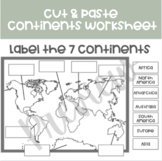 Printable 7 Continents Worksheet | Cut and Paste
