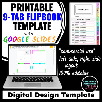 Preview of Printable 9-Tab Flipbook Digital Design Template with Slides™ for Commercial Use