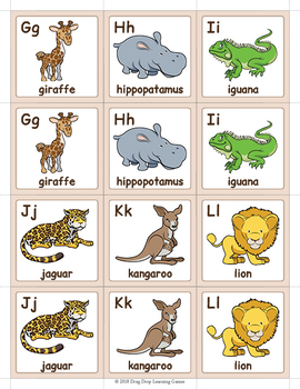 Printable A to Z Animal Matching Game by Drag Drop Learning | TpT