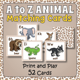 Printable A to Z Animal Memory Matching Card Game