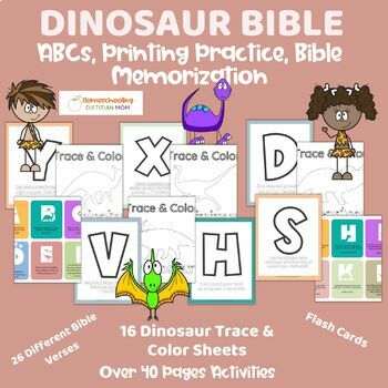 Preview of Printable ABC Book - Bible Verses and Dinosaurs