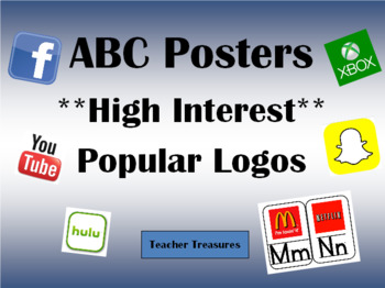 Preview of Printable ABC Posters with High Interest Logos **Editable**