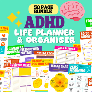 Preview of Printable ADHD Life Planner, Adhd Productivity, Adhd Daily Planner, 2024 Planner