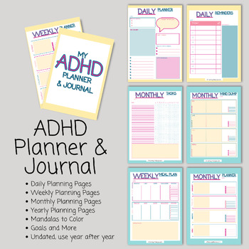 Preview of Printable ADHD Planner, Digital ADHD Planner