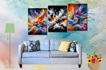 Preview of Printable Abstract Art with Vibrant Colors and Dynamic Shapes