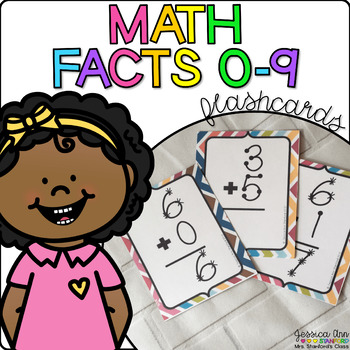 Preview of Printable Addition Flash Cards 0 - 9 Addends - Math Fact Fluency Practice