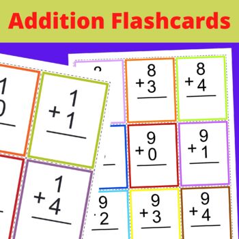 Preview of Printable Addition Flashcards Math Fact Worksheets