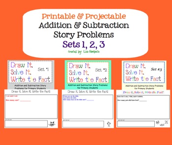 Printable Addition & Subtraction Story Problems SETS 1-3 (bundle)