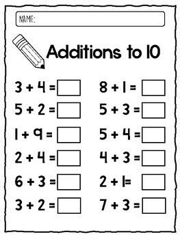 Printable Addition & Subtraction Worksheets- UP TO 10 by English y ...