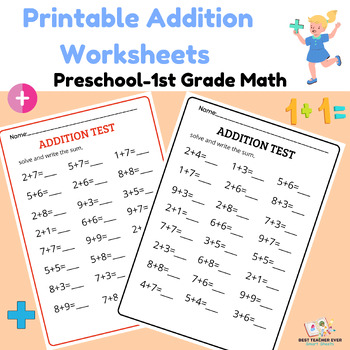 Printable Addition Worksheets - Preschool-1st Grade Math - Math Worksheets