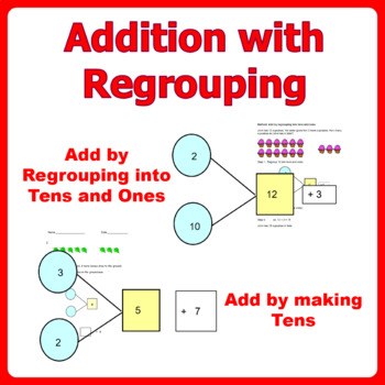 Preview of Addition with Regrouping Double and Single Digits (Distance Learning)