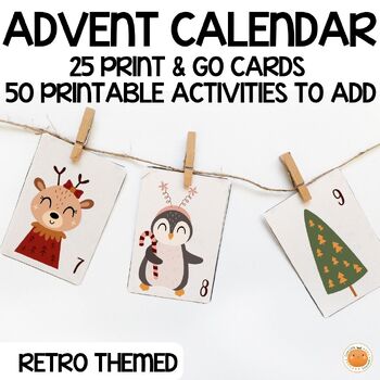 Preview of Printable Advent Calendar Cards - December Activity - Cute Winter Animals
