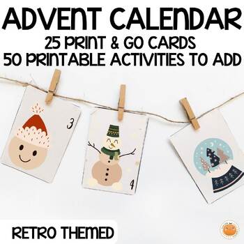 Preview of Printable Advent Calendar Cards - December, Christmas Activities - Retro Decor