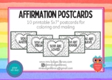 Printable Affirmation Postcards to Color / Valentine's Day