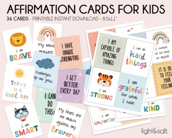 Preview of Printable Affirmation cards for kids, Motivational cards, Positivity cards