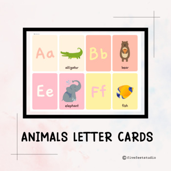 Printable Alphabet & Animals Flash Cards By Five Feet Studio 