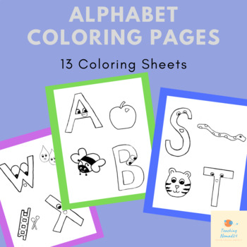 Printable Alphabet Coloring Pages by Teaching Nomad24 | TpT