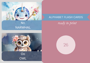 Preview of Printable Alphabet Flash Cards, Classroom Decor, Toddlers Preschool
