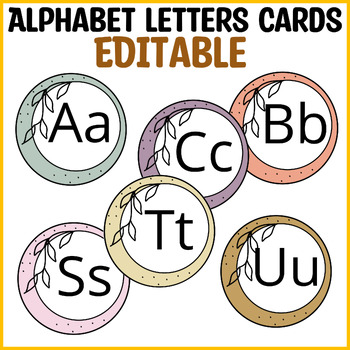 Preview of Printable Alphabet Letters, Round Word Wall Alphabet Letters, Editable Alphabets