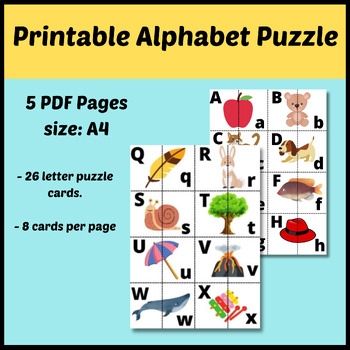 Preview of Alphabet Puzzle- for kids 4-7-Alphbet Flashcard-Lower Case Letters Flashcards