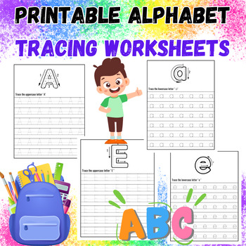 Preview of Printable Alphabet Tracing Worksheets, ABC Uppercase & Lowercase Letter Writing