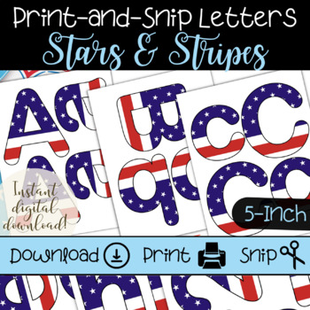 Preview of Printable American Flag Stars & Stripes Bulletin Board Letters, Patriotic Decor