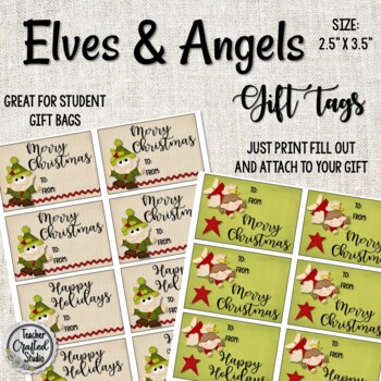 Printable Angels and Elves Christmas Gift Tags by Teacher Crafted Studio