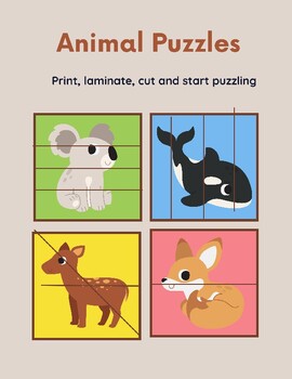 Preview of Printable Animal Puzzles for Educators