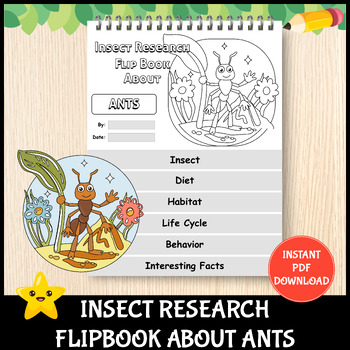 Preview of Printable Ants Insect Research Flipbook | Bugs Life Cycle Report Worksheets