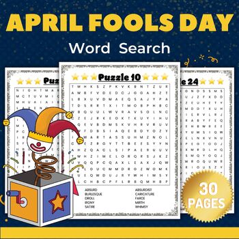Preview of Printable April Fools Day Word Search Puzzles With Solutions - April Activities