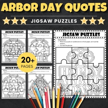 Preview of Printable Arbor day | Earth day Jigsaw Puzzles Coloring Pages - April Activities