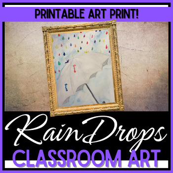 Preview of Printable Art Prints - Rain Drops Watercolor - PDF, JPG, PNG, SVG formats